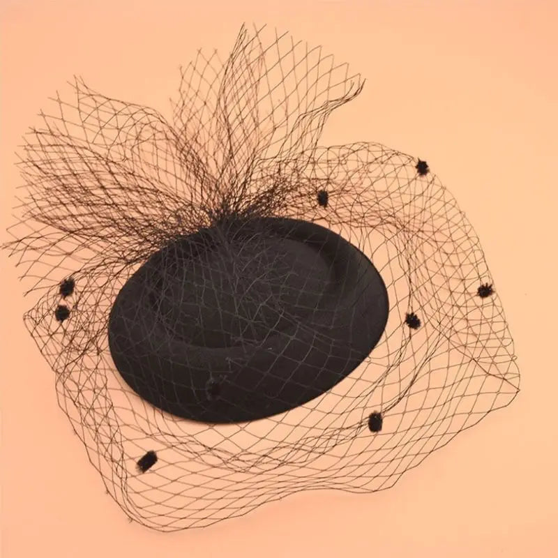 Vintage 20s Felt Pillbox Fascinator – Polka Dot Veil