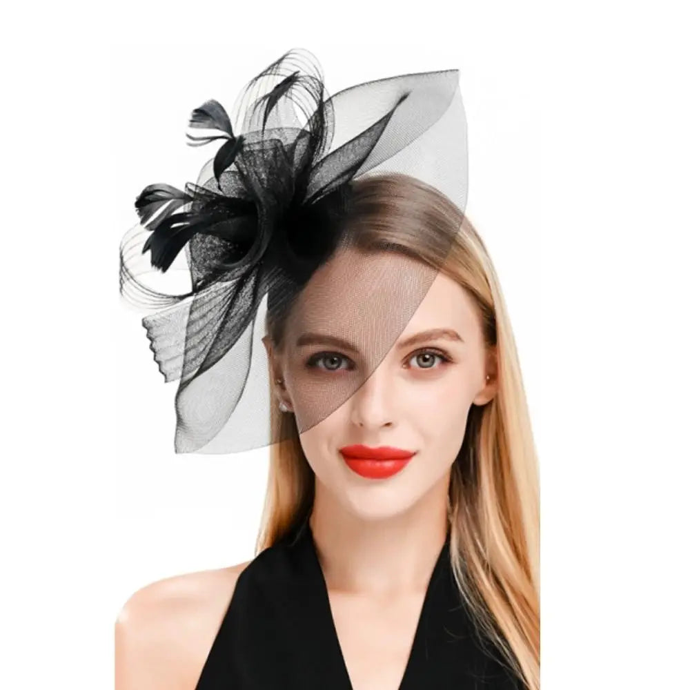 Handmade Lace & Feather Fascinator Bow Hair Clip