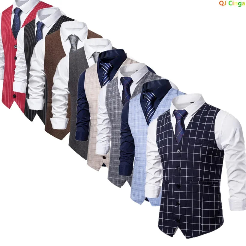Men Plaid Sleeveless vest