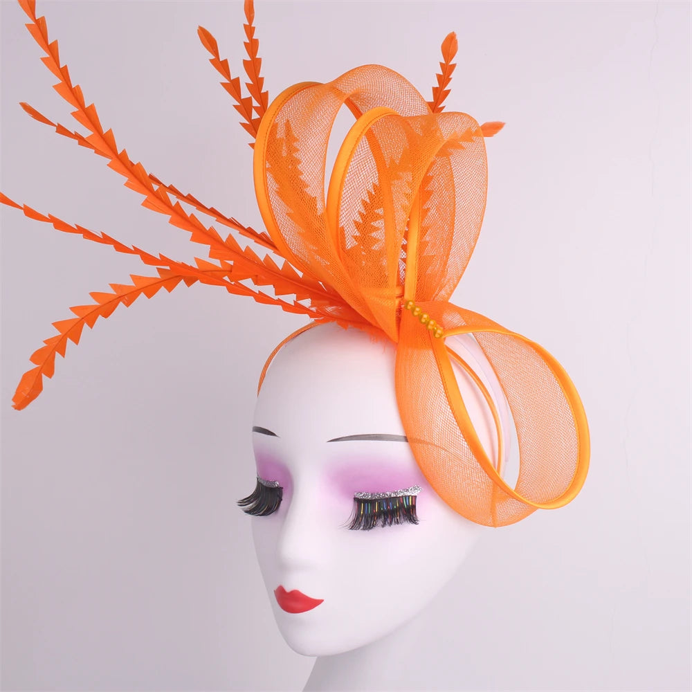 Feather Pillbox Hat Elegant Bow Fascinator