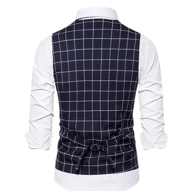 Men Plaid Sleeveless vest