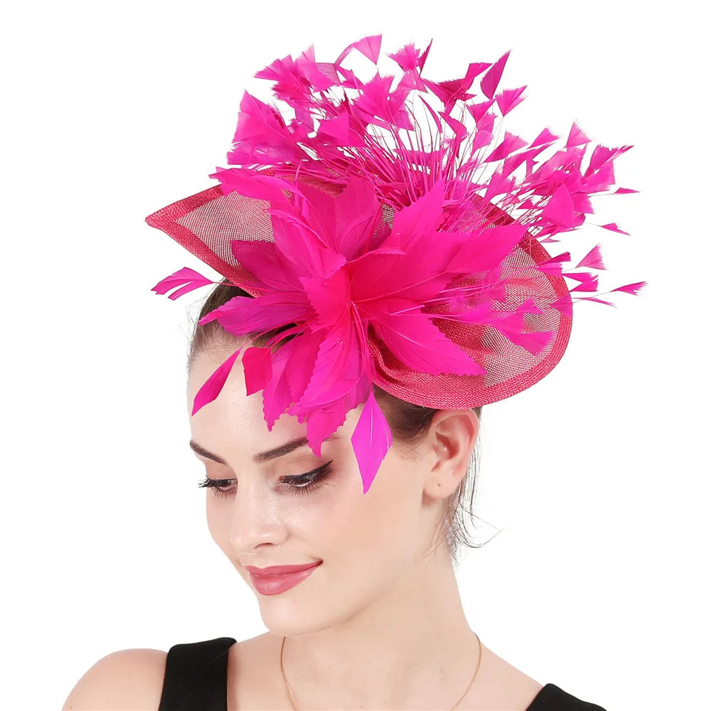 Elegant Wedding Fascinator Hat – Vintage Feather Headdress for Women