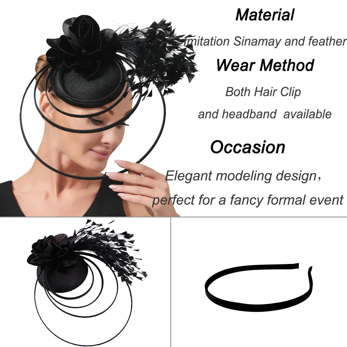 Fancy Sinamay Floral Fascinator – Feather Headpiece for Weddings