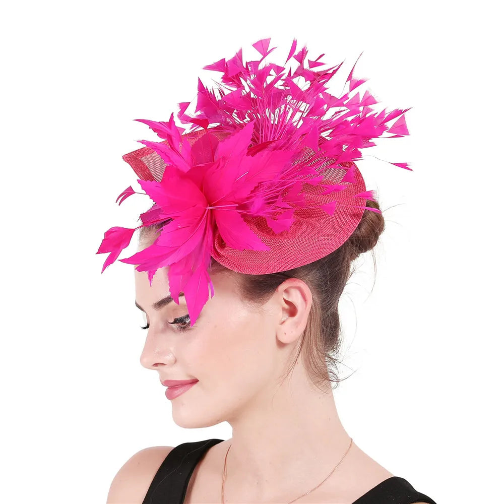 Elegant Wedding Fascinator Hat – Vintage Feather Headdress for Women