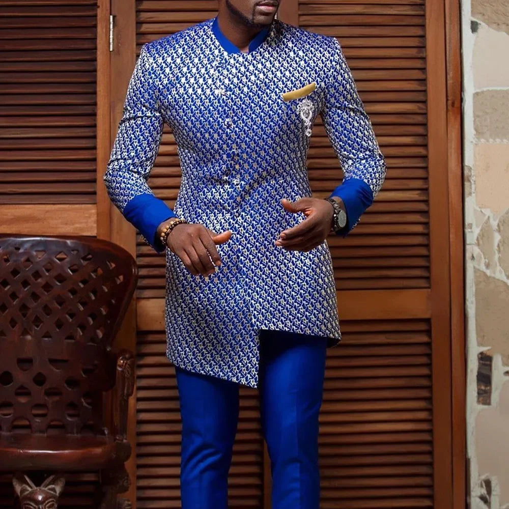 2pcs Traditional African Shirt Top and Pants for men