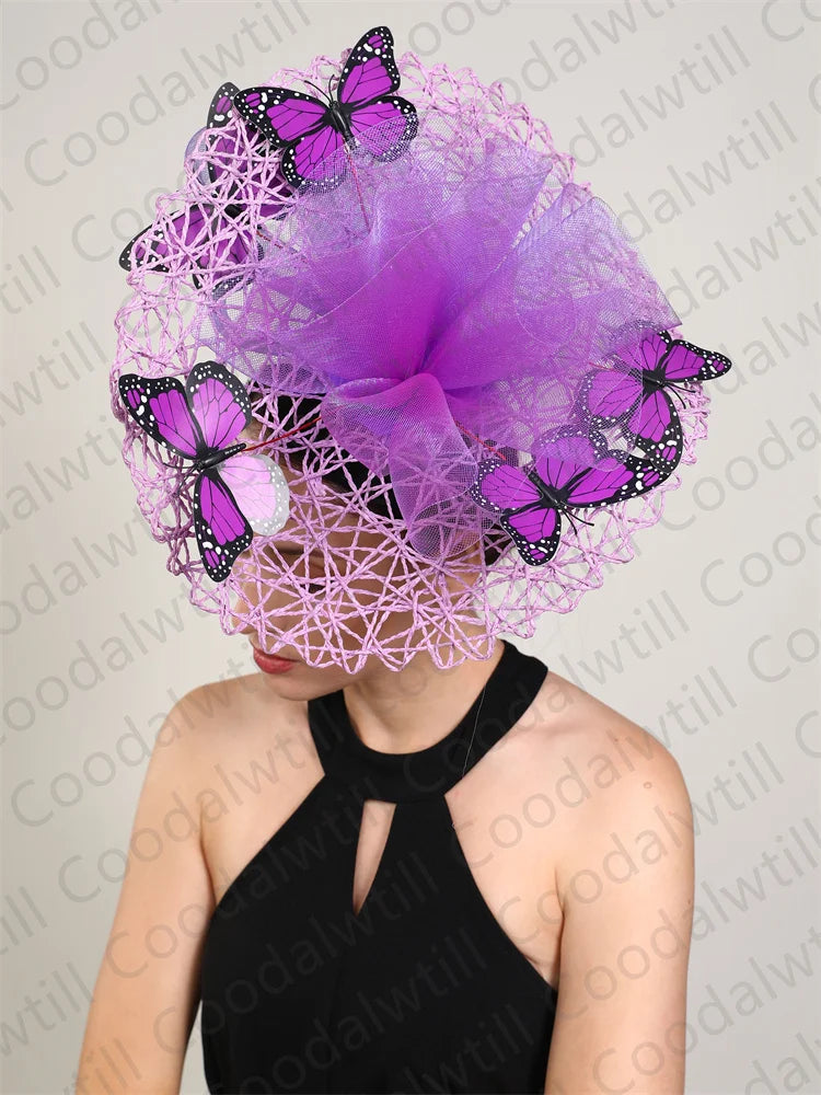 Elegant Butterfly Fascinator – Wedding & Derby Pillbox Hat for Women