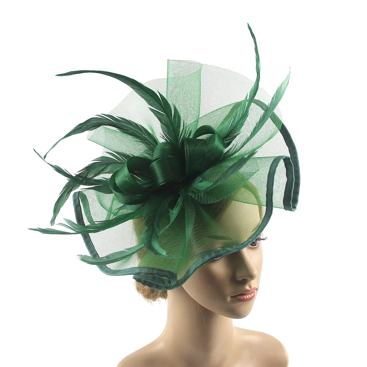 Flower Pillbox Fascinator – Veil & Feather Headband for Tea Parties