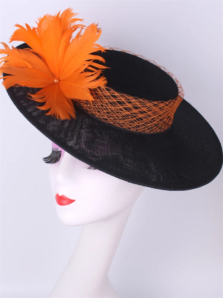 Women Kentucky Ascot Big Fascinator Hats With Flower Church Wedding Chapeau Cap Ladies Occasion Millinery Ladies Femme Elegant