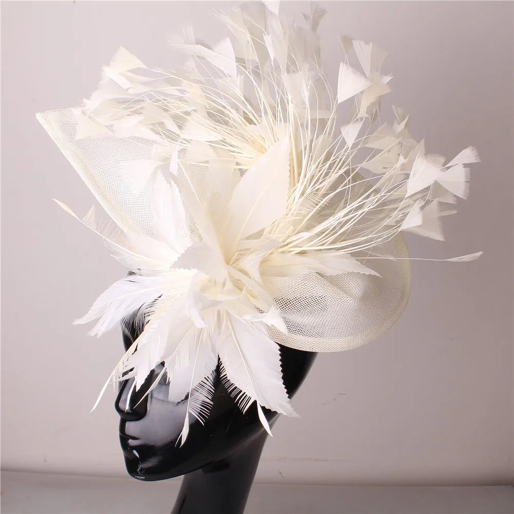 Elegant Wedding Fascinator Hat – Vintage Feather Headdress for Women