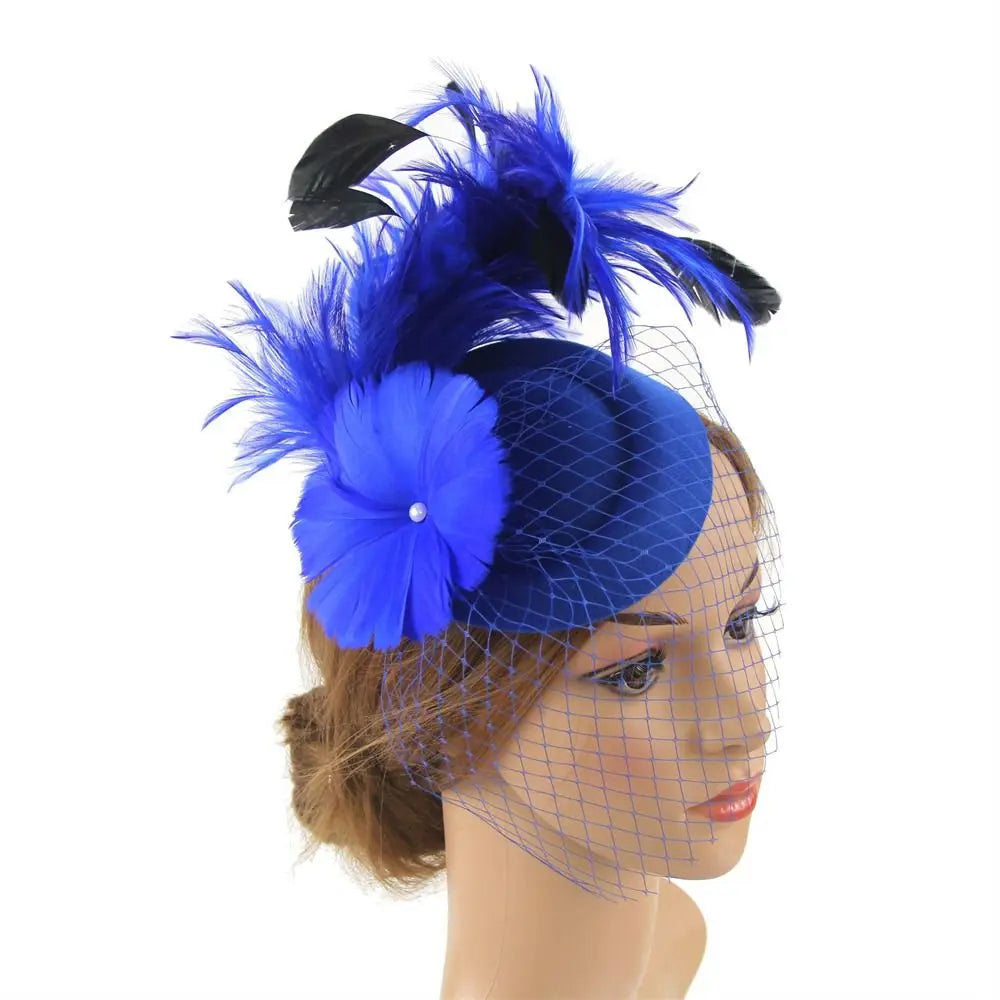 Handmade Lace & Feather Fascinator Bow Hair Clip