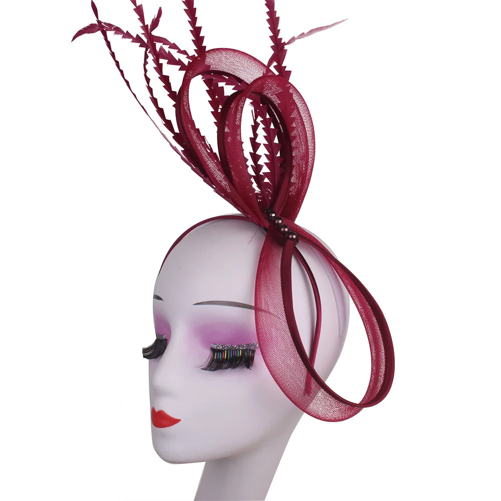 Feather Pillbox Hat Elegant Bow Fascinator