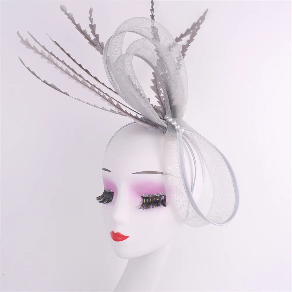 Feather Pillbox Hat Elegant Bow Fascinator