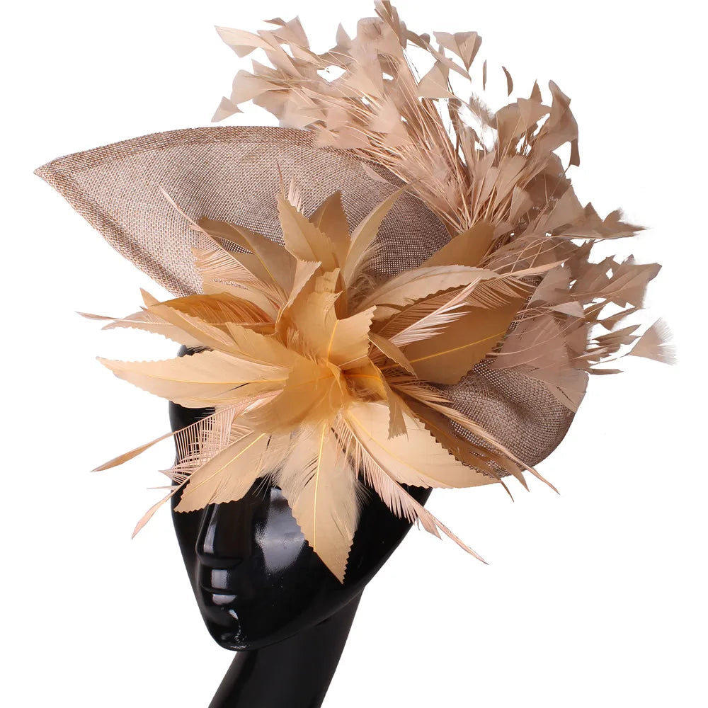 Elegant Wedding Fascinator Hat – Vintage Feather Headdress for Women