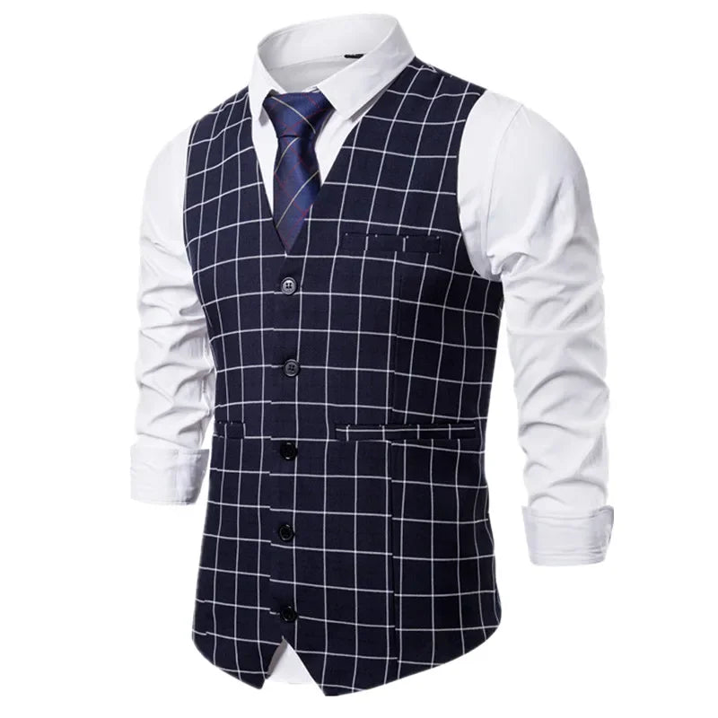 Men Plaid Sleeveless vest