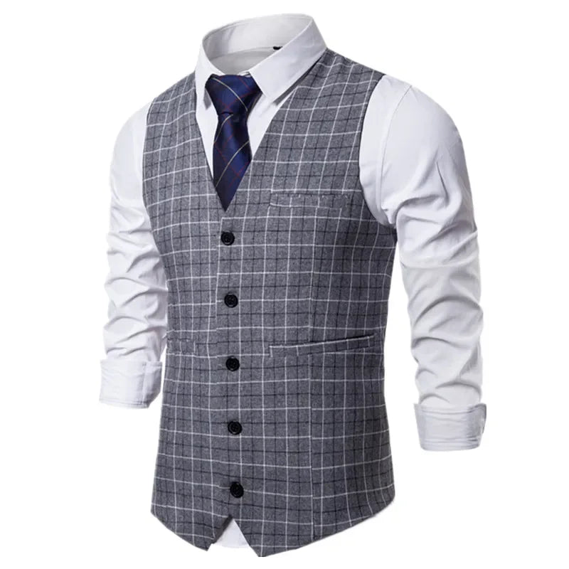 Men Plaid Sleeveless vest