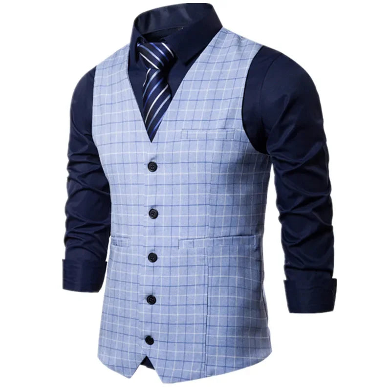 Men Plaid Sleeveless vest