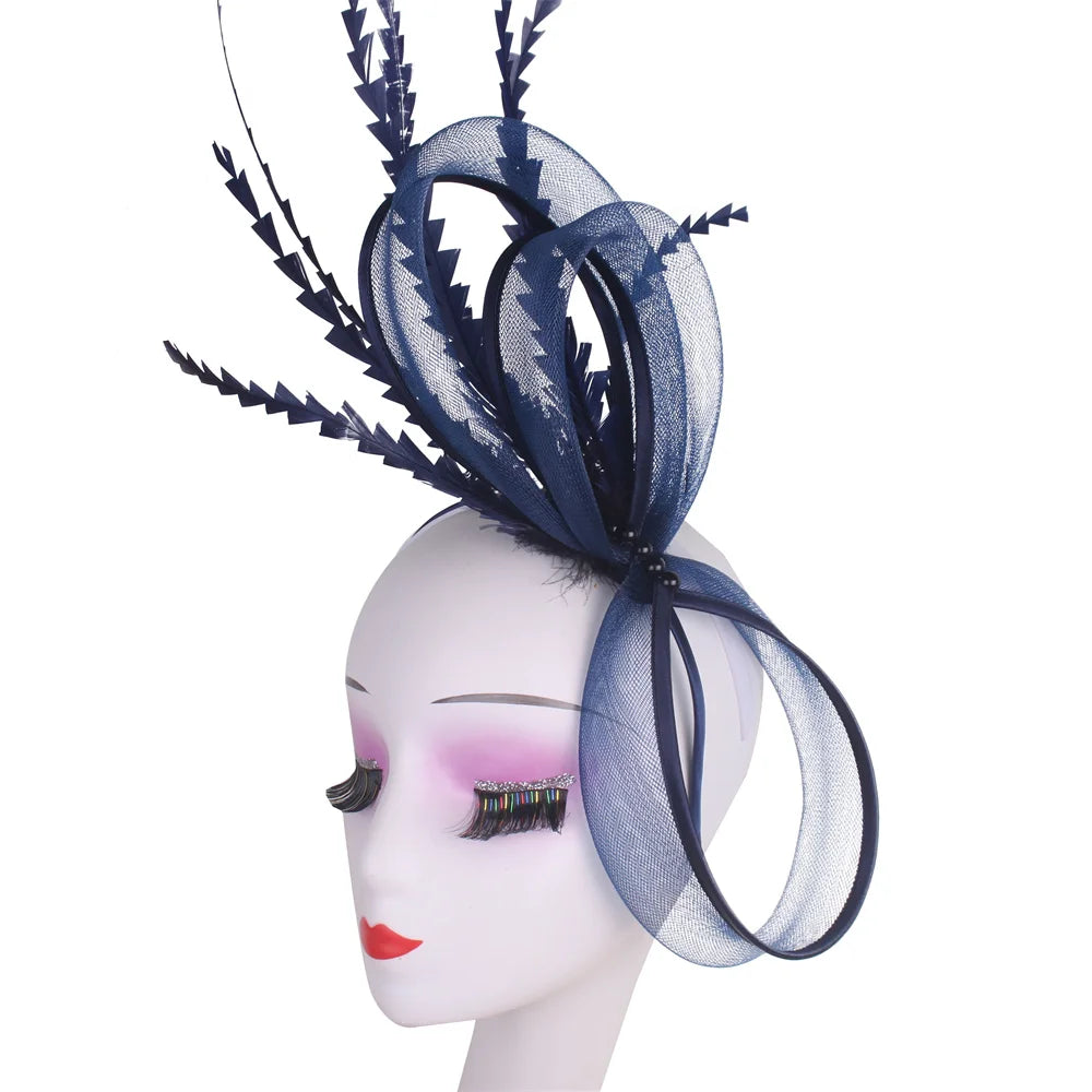 Feather Pillbox Hat Elegant Bow Fascinator