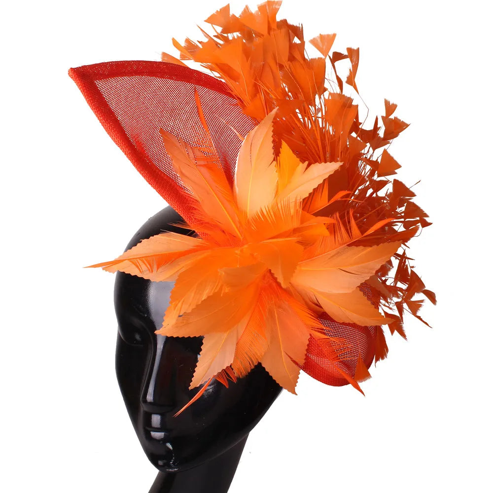 Elegant Wedding Fascinator Hat – Vintage Feather Headdress for Women