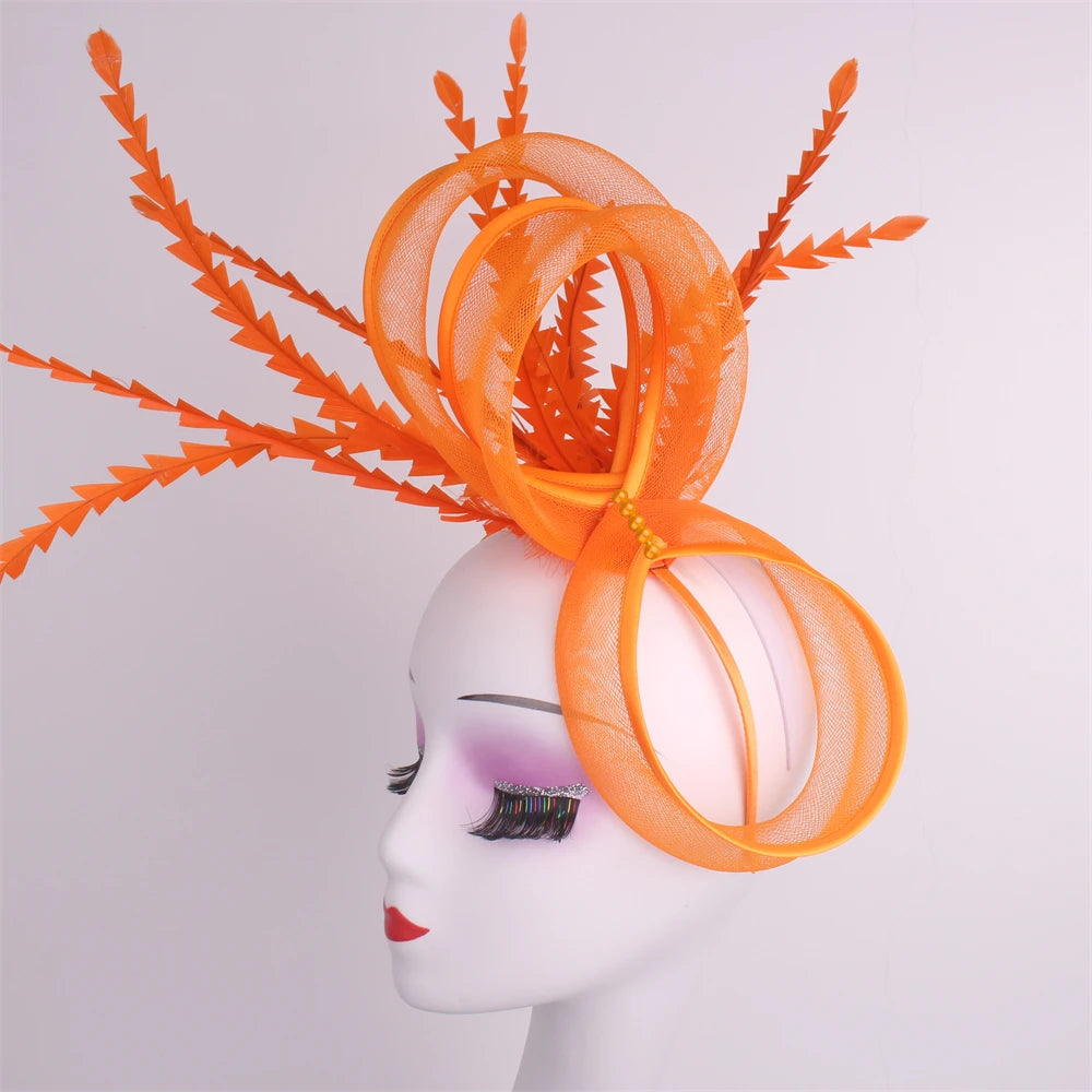 Feather Pillbox Hat Elegant Bow Fascinator