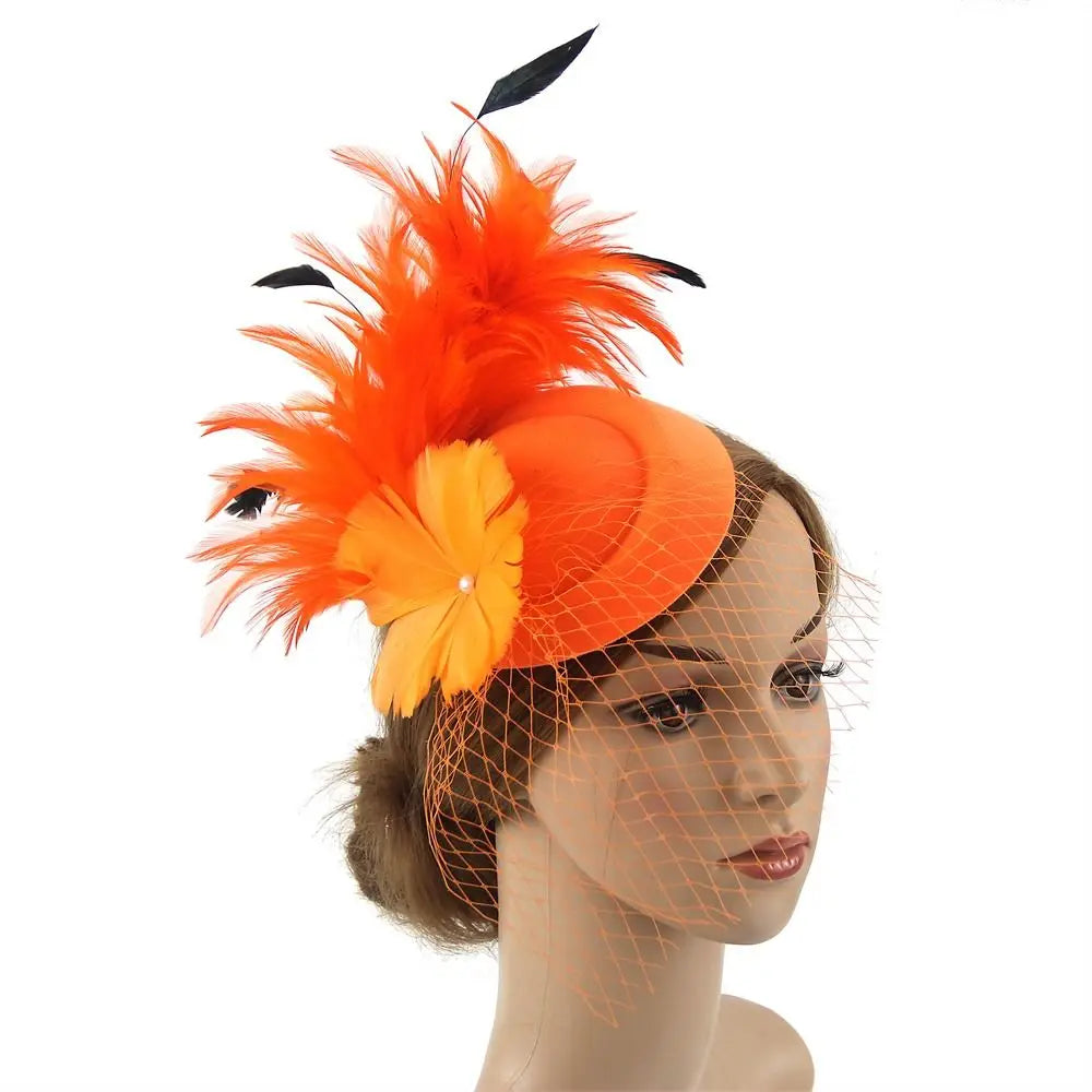 Handmade Lace & Feather Fascinator Bow Hair Clip