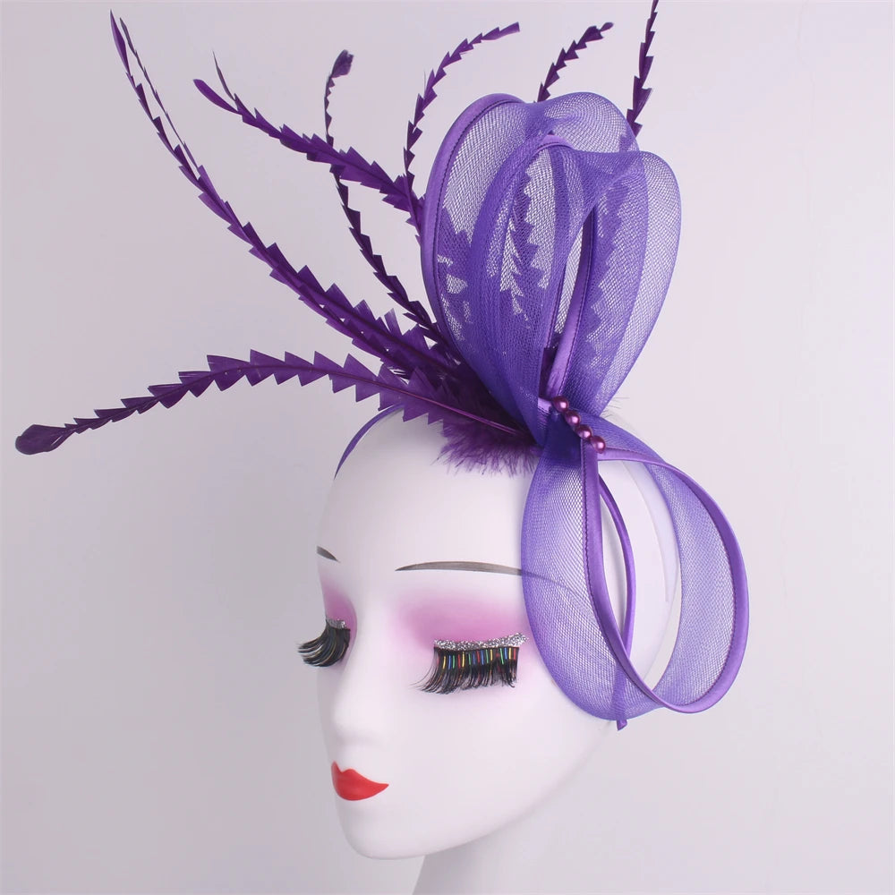 Feather Pillbox Hat Elegant Bow Fascinator