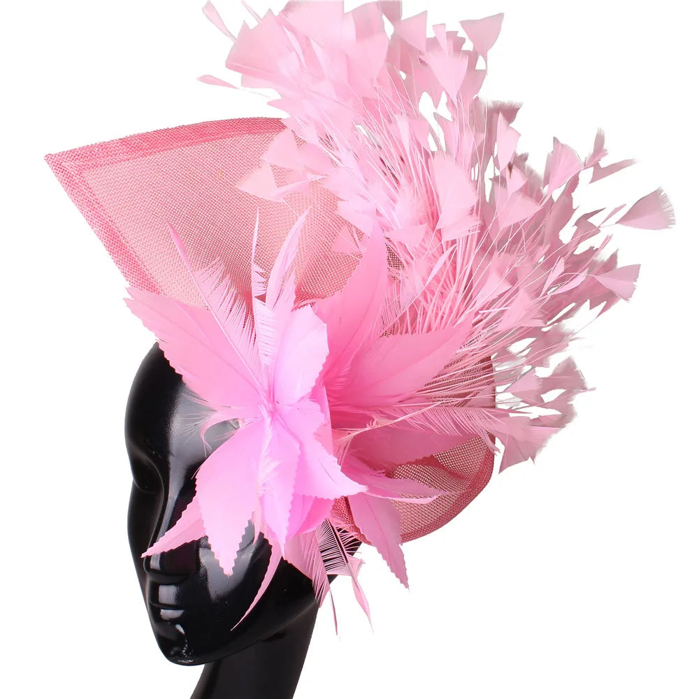 Elegant Wedding Fascinator Hat – Vintage Feather Headdress for Women