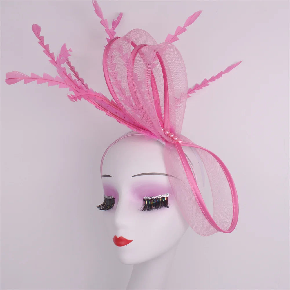 Feather Pillbox Hat Elegant Bow Fascinator