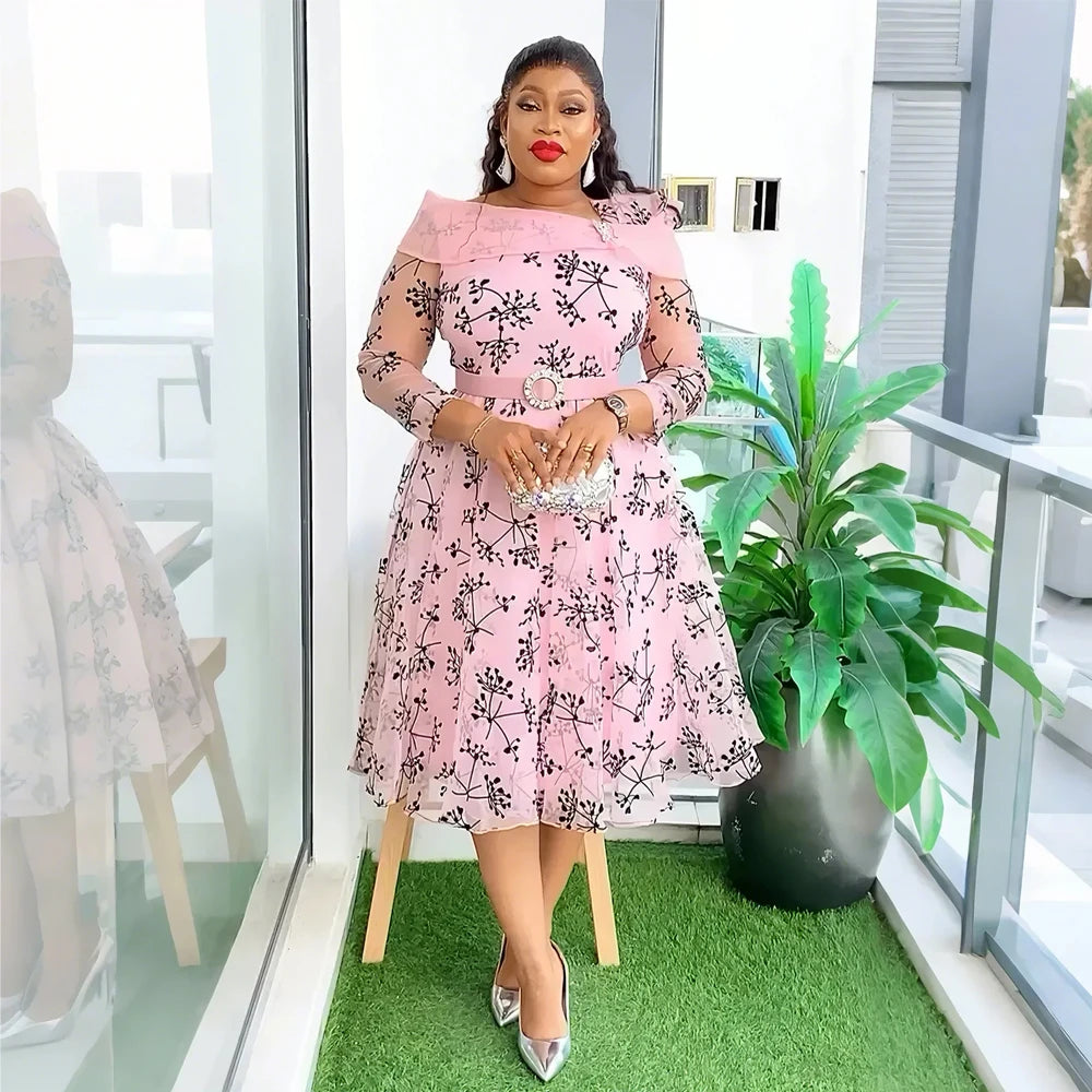 African Dresses for Women Plus Size Evening Party Long Dress Africa Clothing Elegant Print Maxi Dress