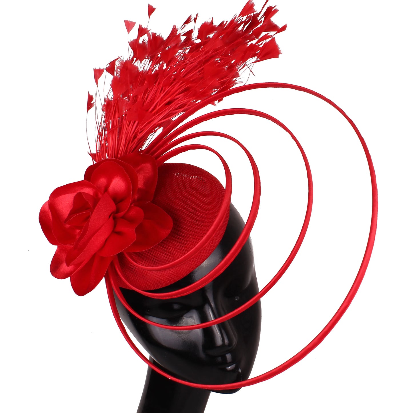 Fancy Sinamay Floral Fascinator – Feather Headpiece for Weddings