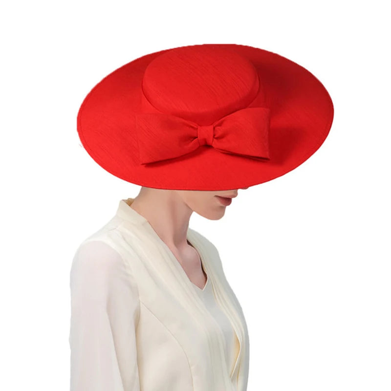 Wide Brim Church Fascinator – Big Bowknot Hat for Weddings