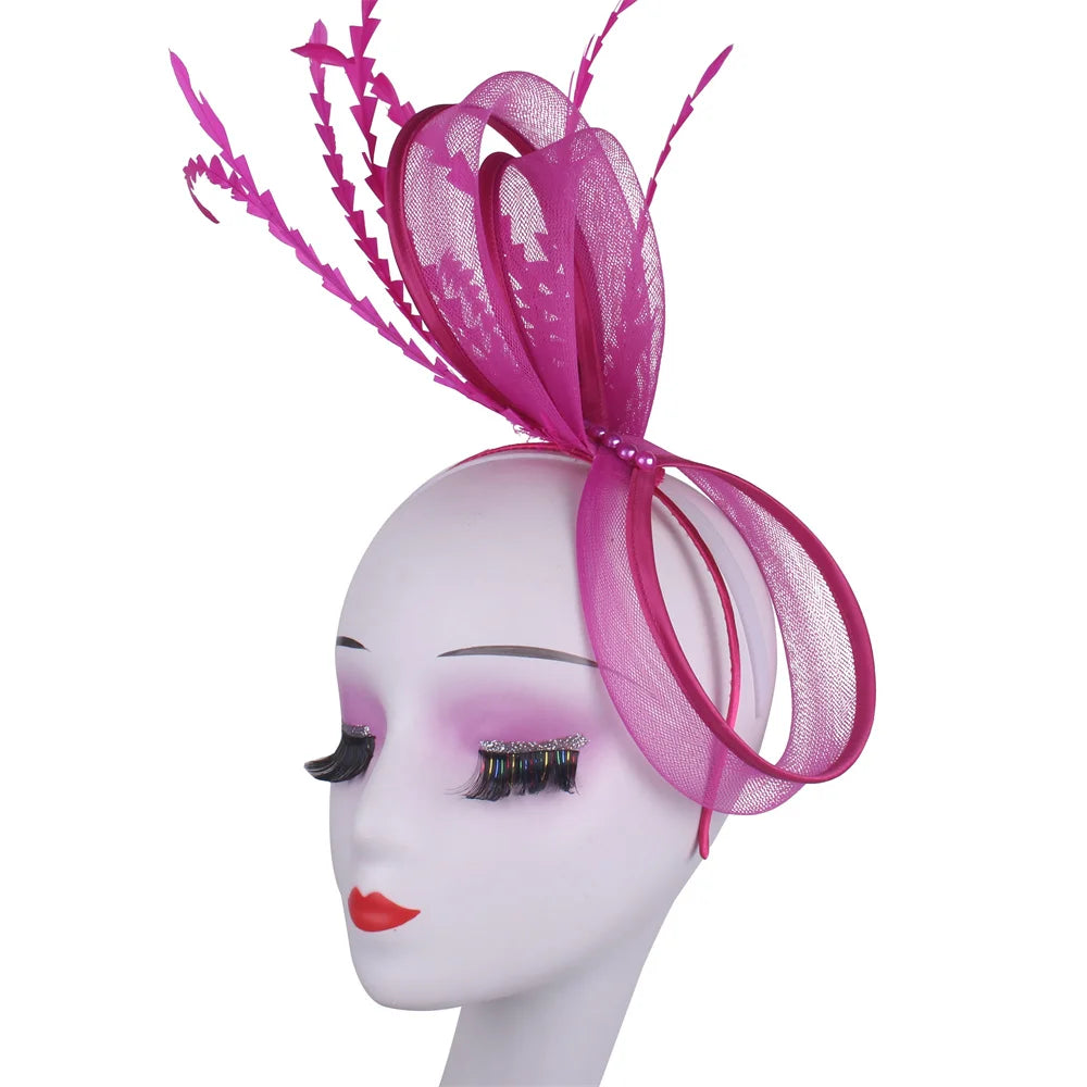 Feather Pillbox Hat Elegant Bow Fascinator