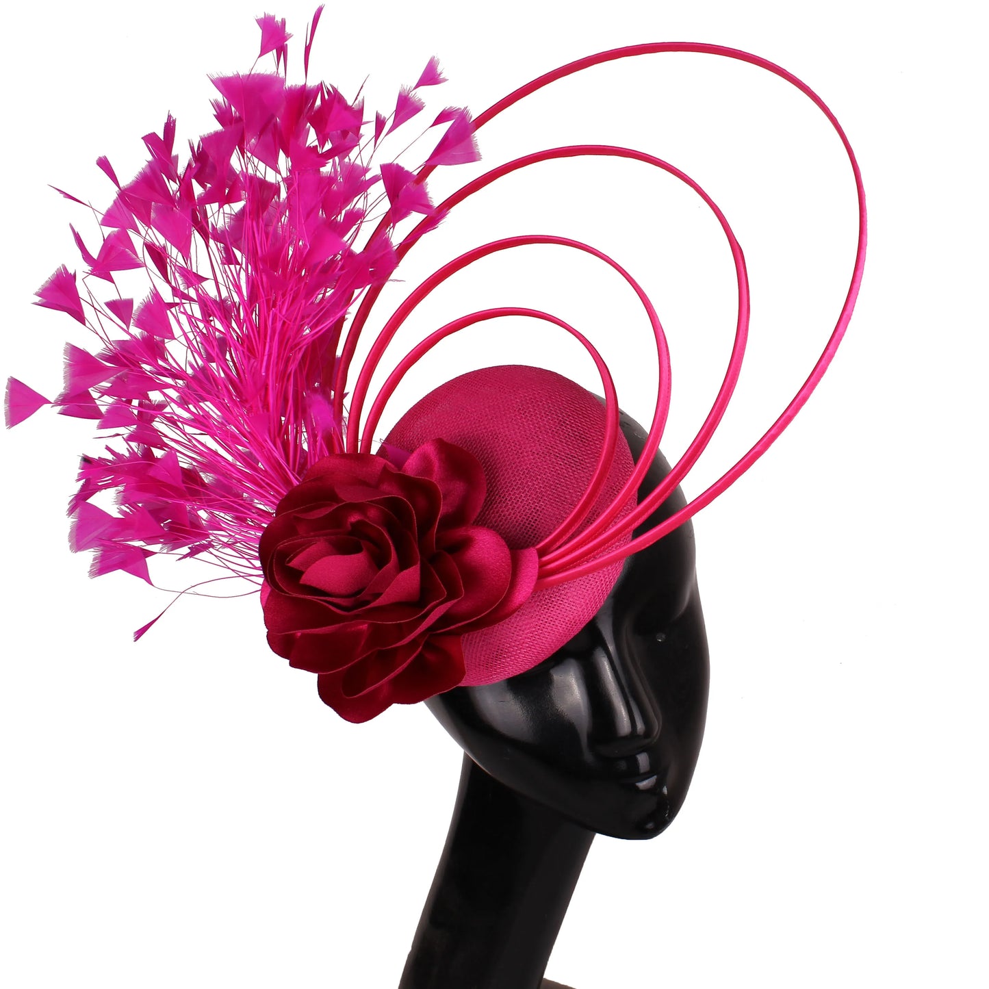 Fancy Sinamay Floral Fascinator – Feather Headpiece for Weddings