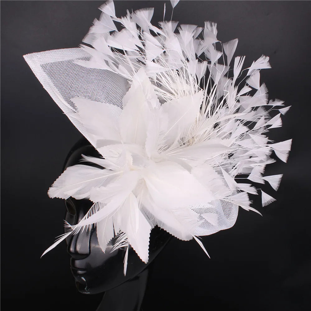 Elegant Wedding Fascinator Hat – Vintage Feather Headdress for Women