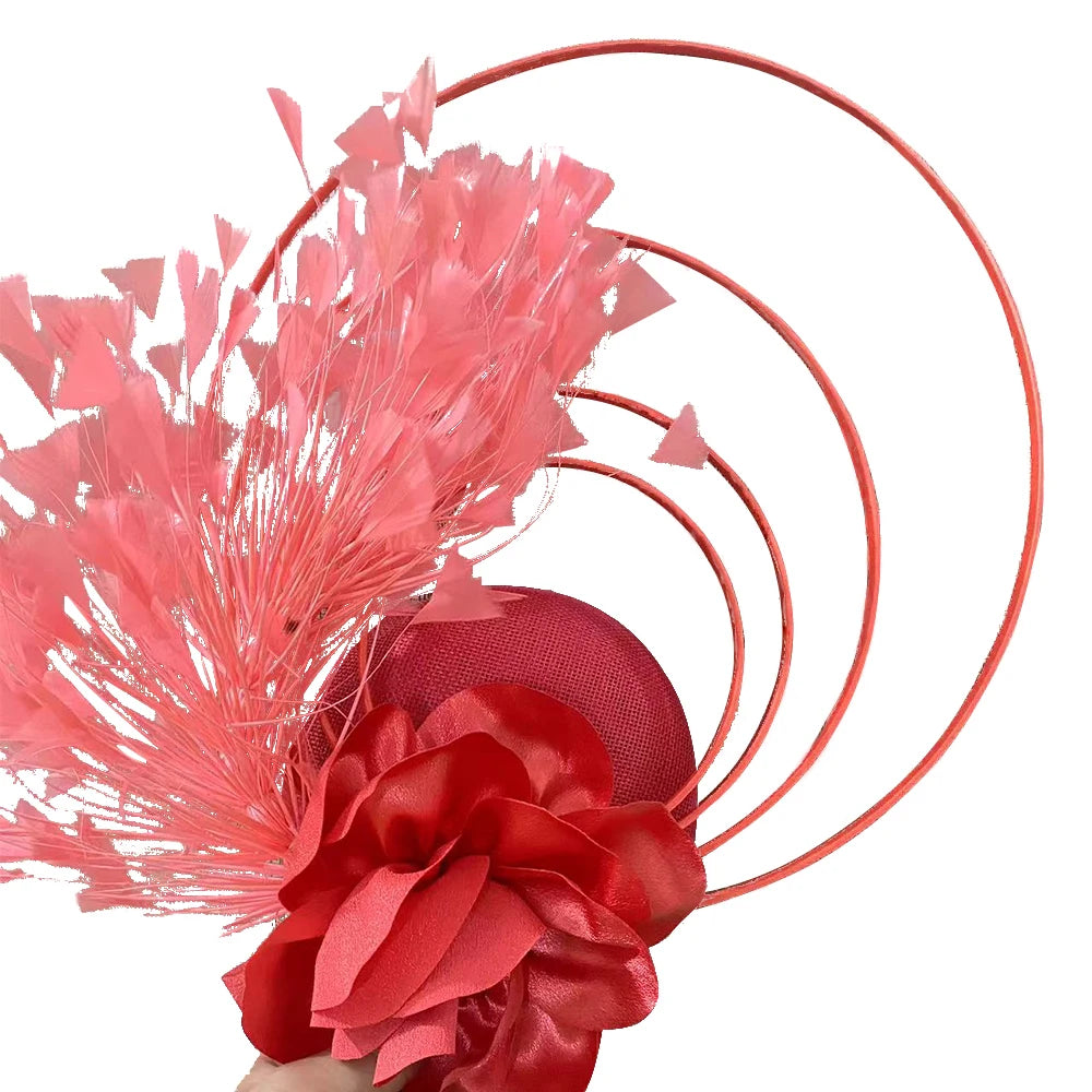 Fancy Sinamay Floral Fascinator – Feather Headpiece for Weddings