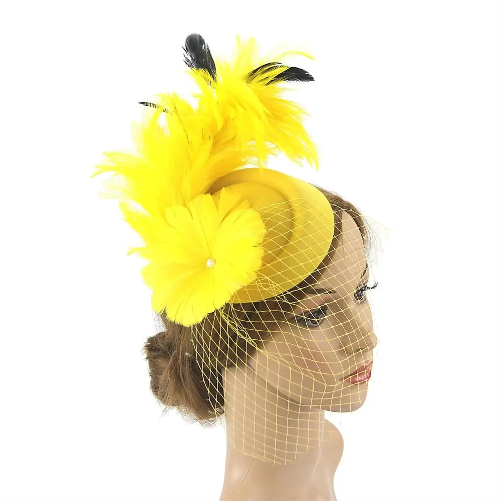 Handmade Lace & Feather Fascinator Bow Hair Clip