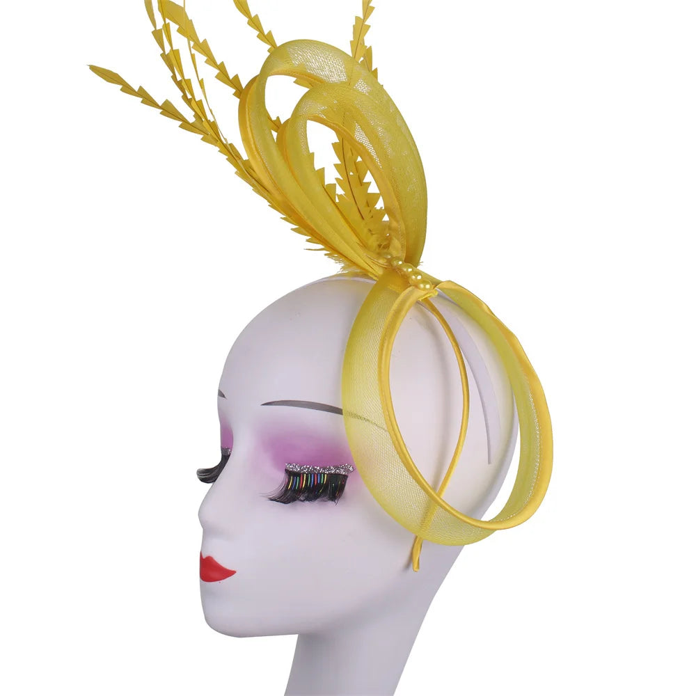 Feather Pillbox Hat Elegant Bow Fascinator