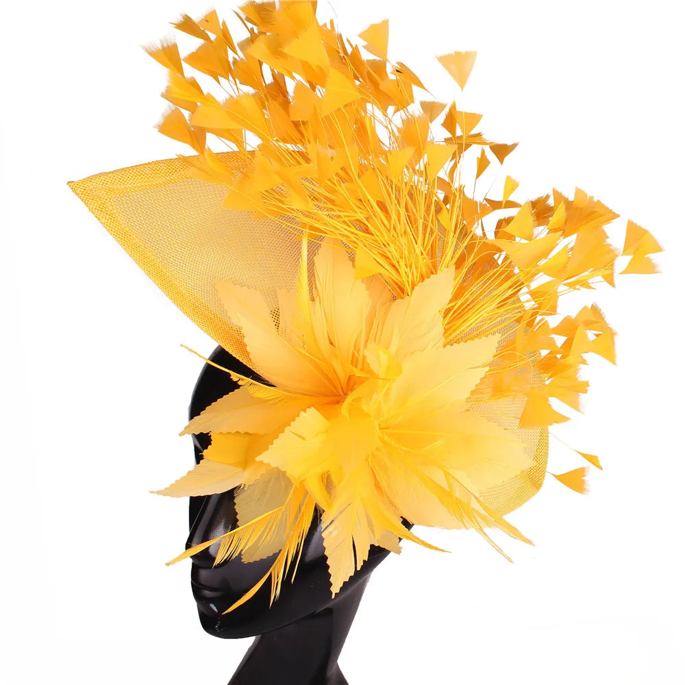Elegant Wedding Fascinator Hat – Vintage Feather Headdress for Women