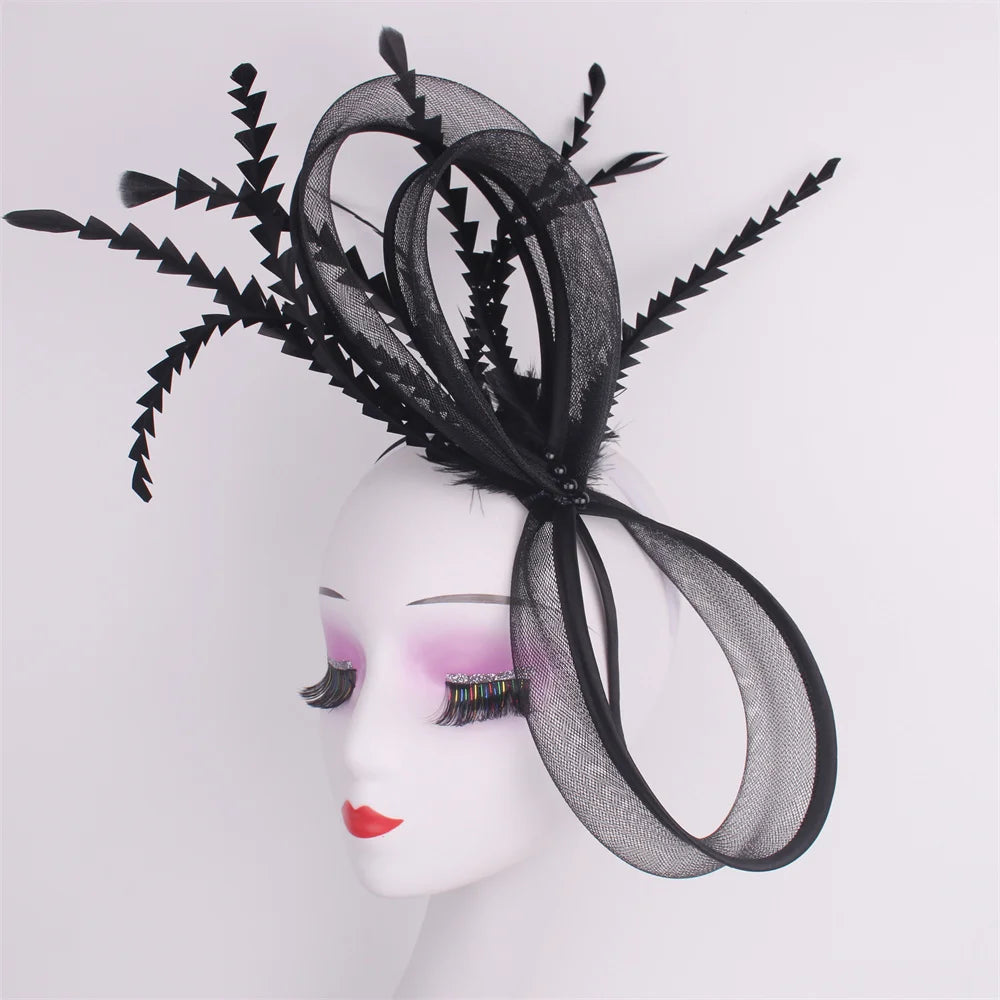 Feather Pillbox Hat Elegant Bow Fascinator