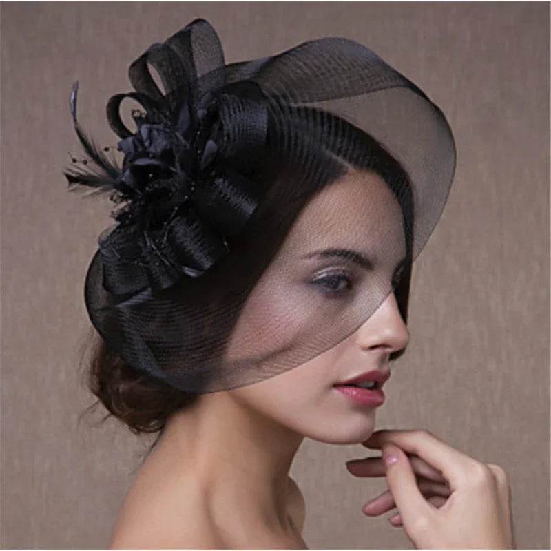 Feather & Mesh Fascinator Hairpin