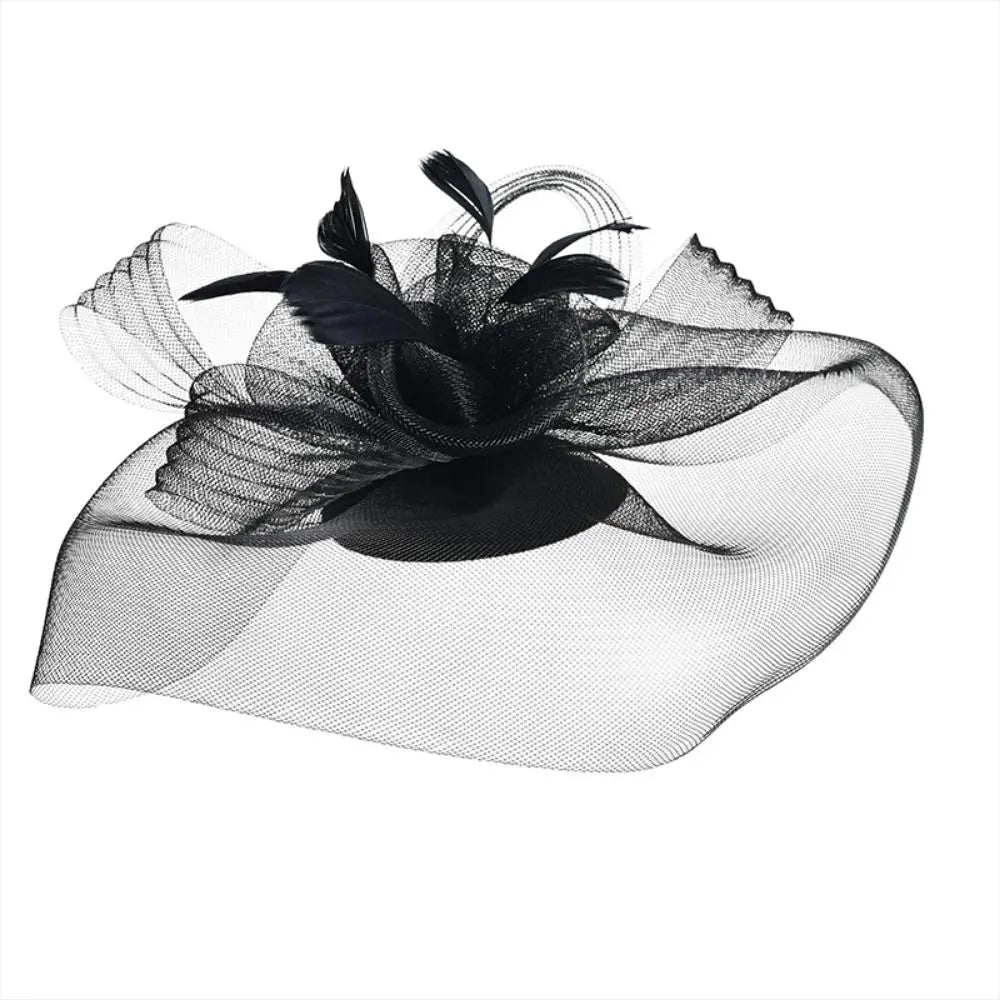 Handmade Lace & Feather Fascinator Bow Hair Clip