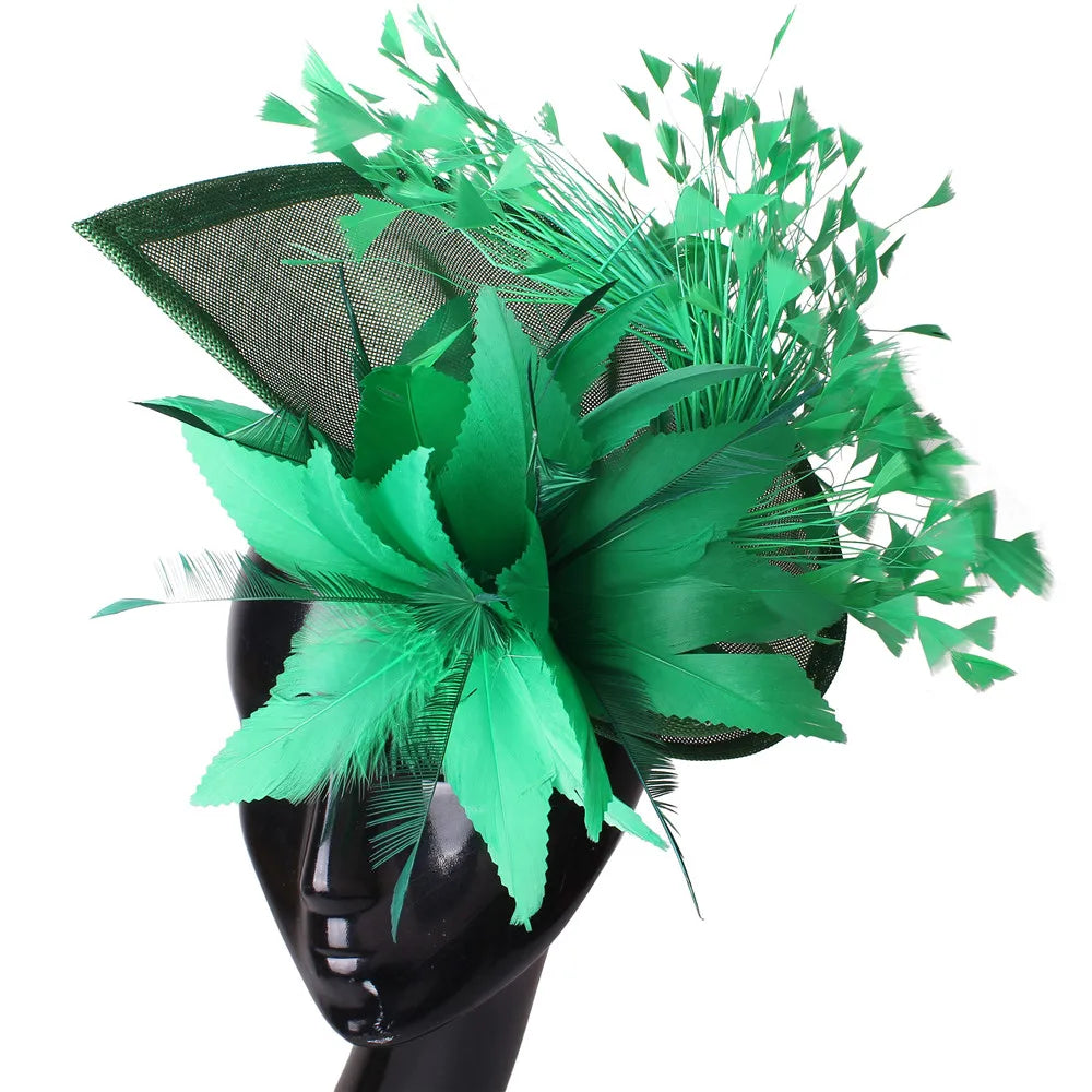 Elegant Wedding Fascinator Hat – Vintage Feather Headdress for Women