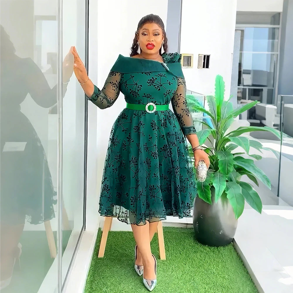 African Dresses for Women Plus Size Evening Party Long Dress Africa Clothing Elegant Print Maxi Dress