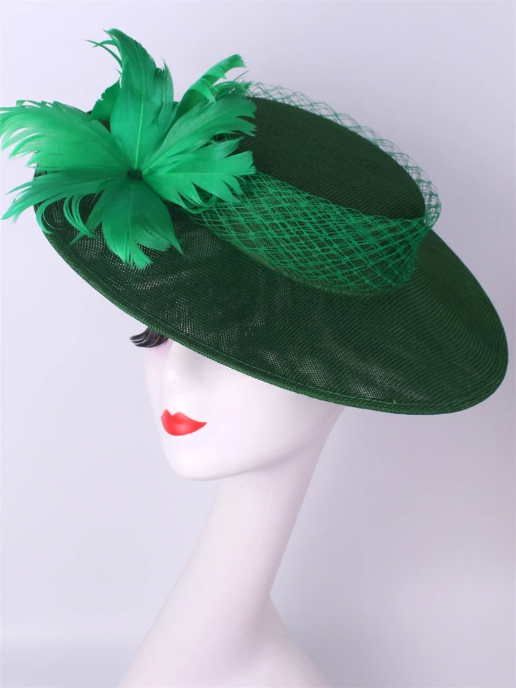 Women Kentucky Ascot Big Fascinator Hats With Flower Church Wedding Chapeau Cap Ladies Occasion Millinery Ladies Femme Elegant