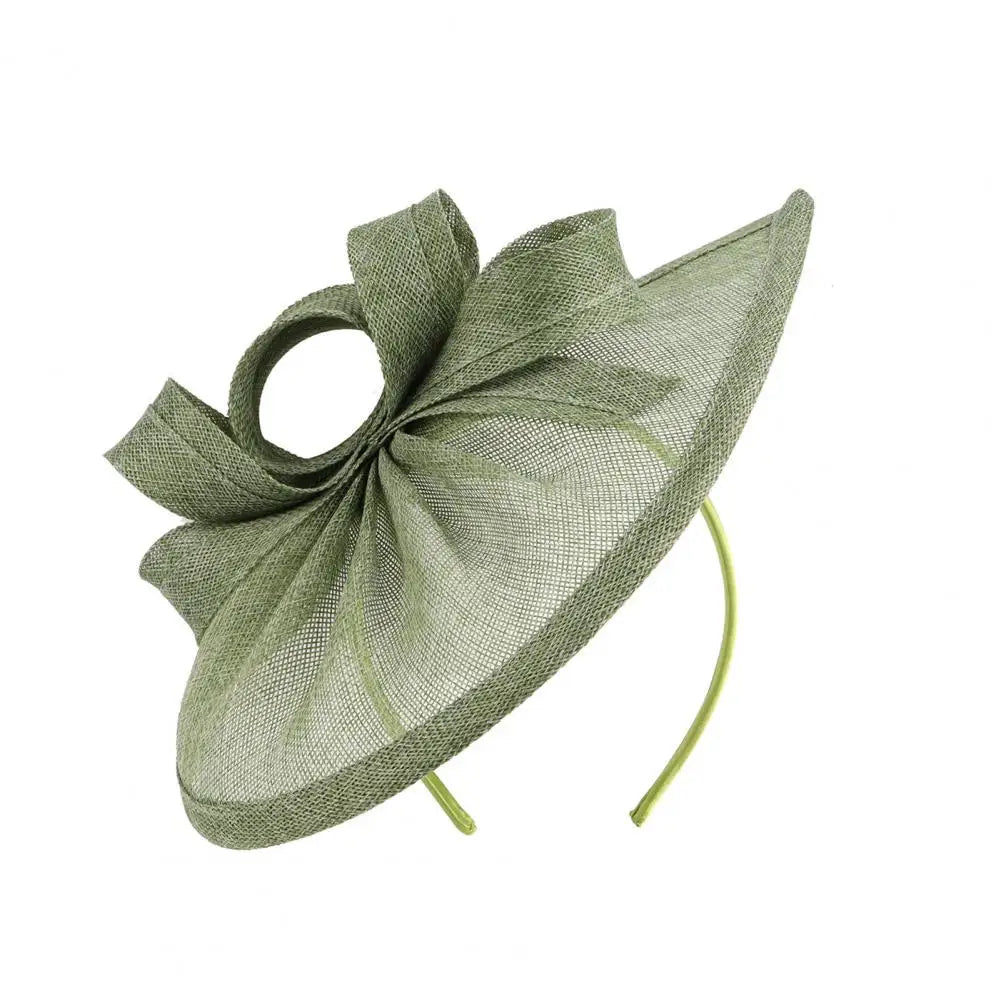 Elegant Linen Yarn Fascinator Hat with Bowknot Decor – Retro Style
