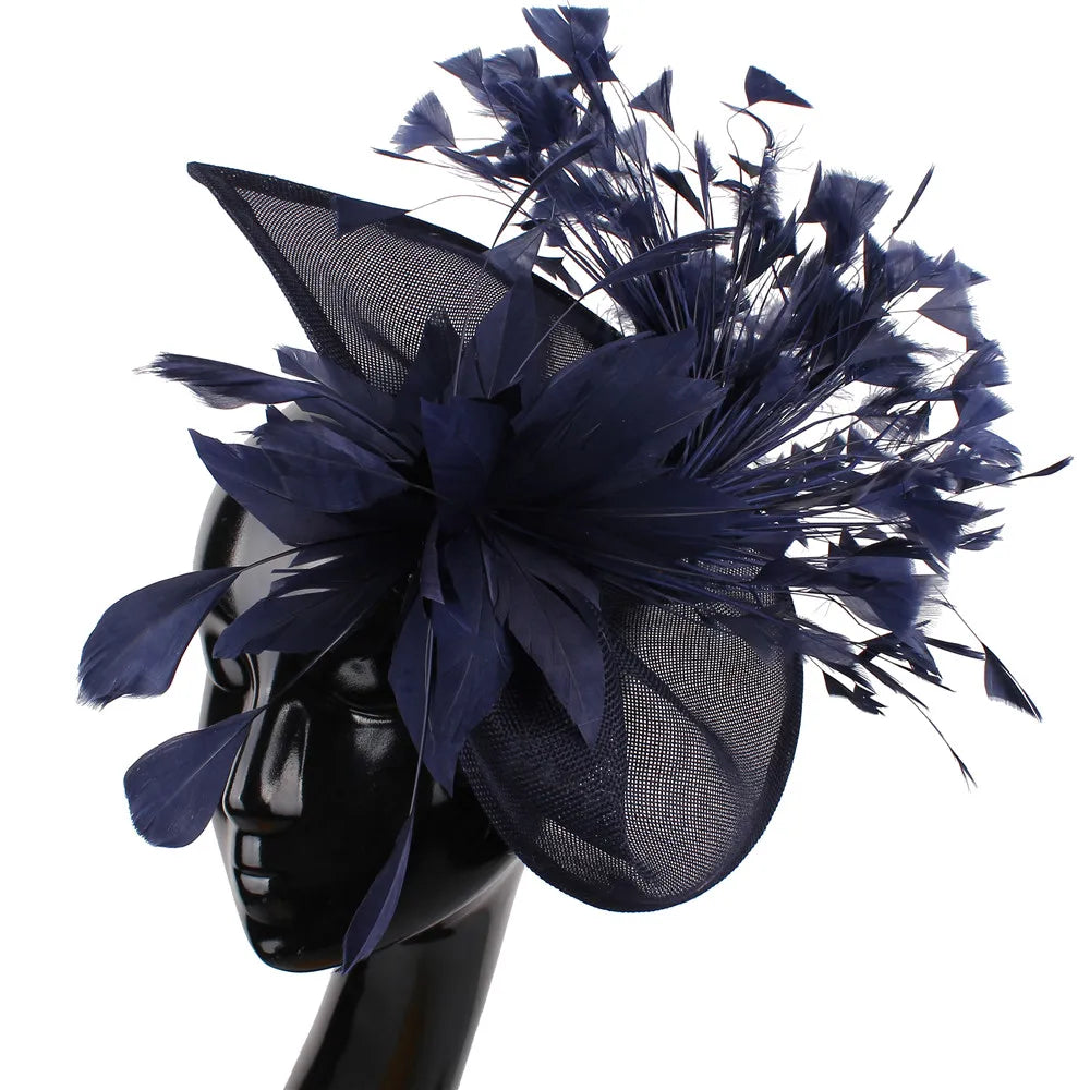 Elegant Wedding Fascinator Hat – Vintage Feather Headdress for Women