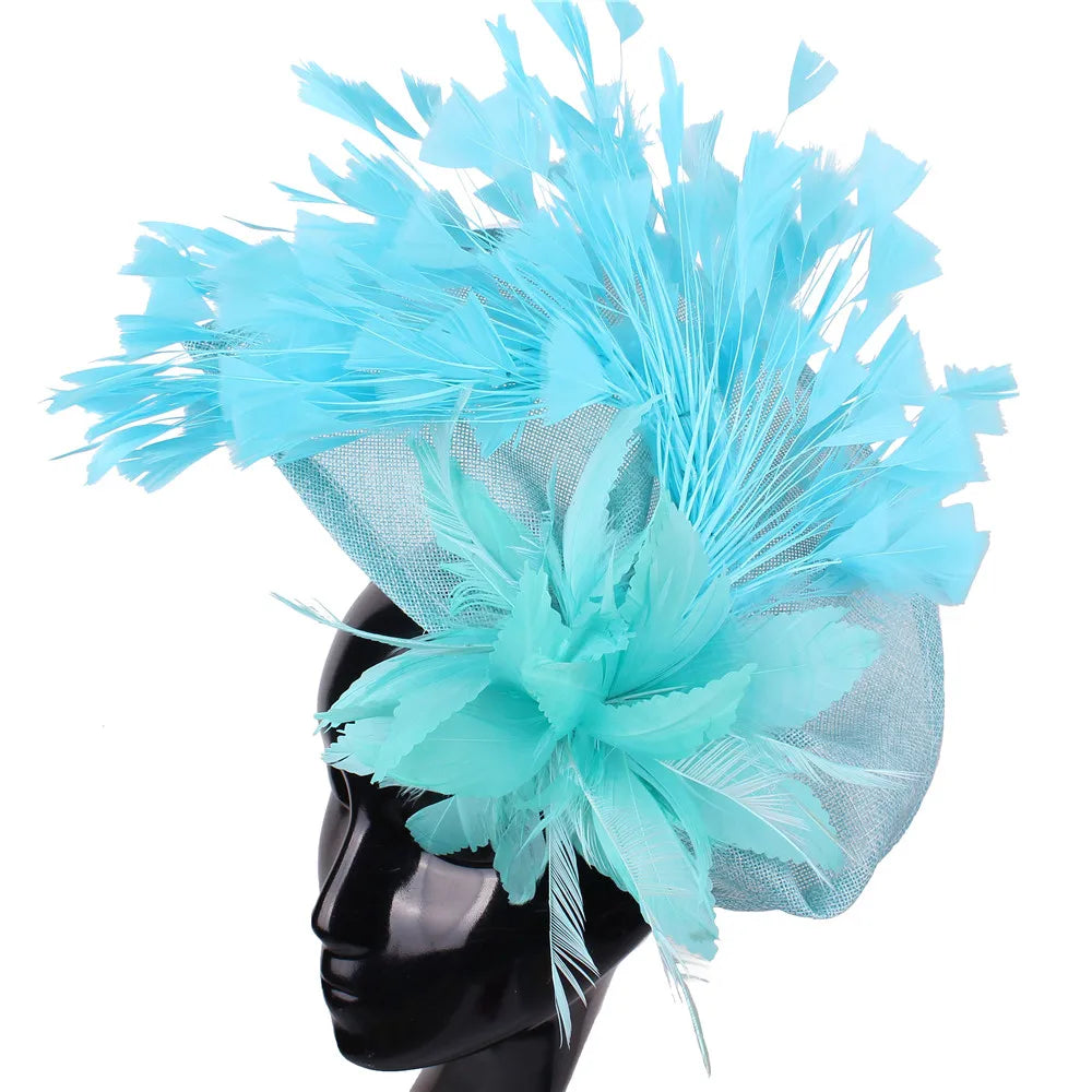 Elegant Wedding Fascinator Hat – Vintage Feather Headdress for Women