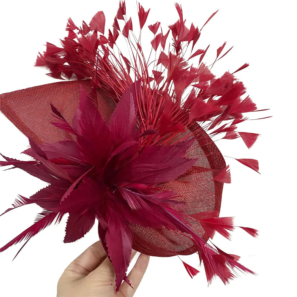 Elegant Wedding Fascinator Hat – Vintage Feather Headdress for Women