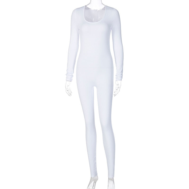 V Neck Bodycon Long Sleeve Jumpsuit