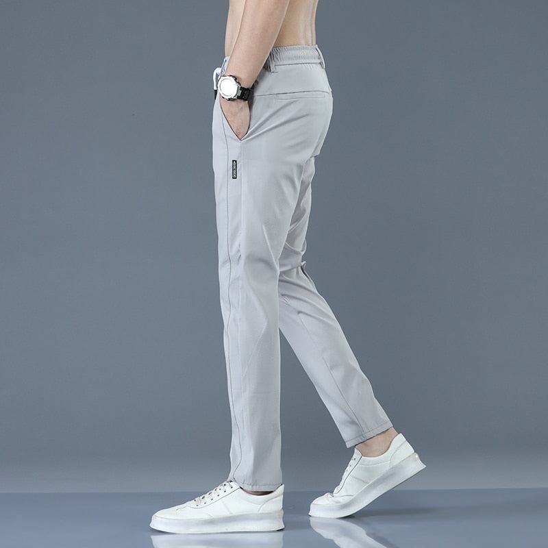 Thin Green Solid Color with Pocket Slim fit Pants