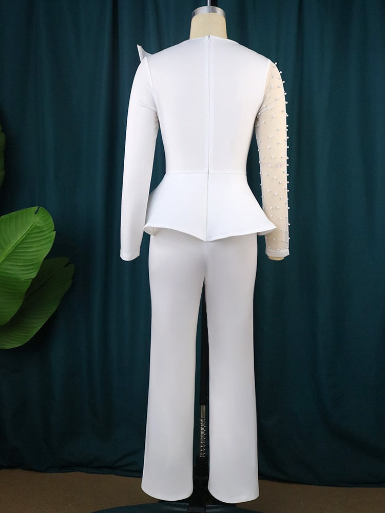 Jumpsuit Vintage Beaded Long Sleeve Patchwork - Azahshopping
